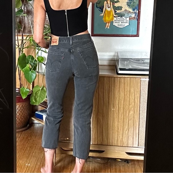 Levi’s 501’s - Cropped - Raw Hem - Faded Black - Size 26 - Picture 3 of 8